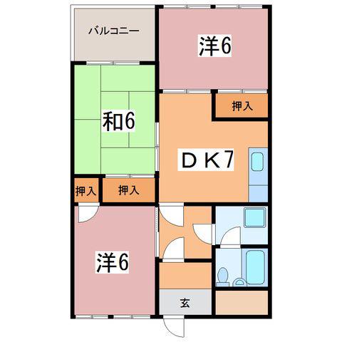 サンシャイン糺(3DK/2階)の間取り写真