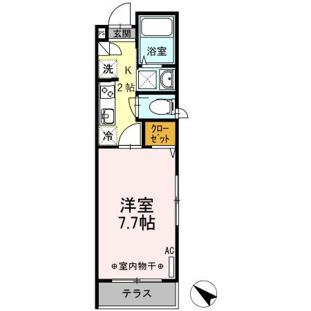 グランラーク(1K/3階)の間取り写真