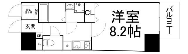 ピアグレース上本町(1K/11階)の間取り写真