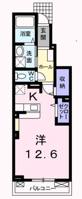 ヴィオラ Y.K(ワンルーム/1階)の間取り写真