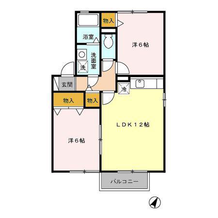 アルトインテルノ(2LDK/1階)の間取り写真