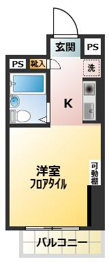 サンパレス南町(1K/2階)の間取り写真