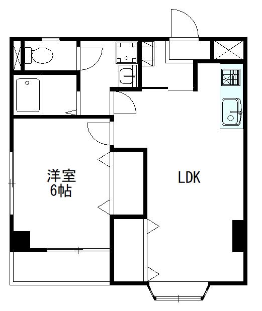 岩澤フラッツ(1LDK/2階)の間取り写真