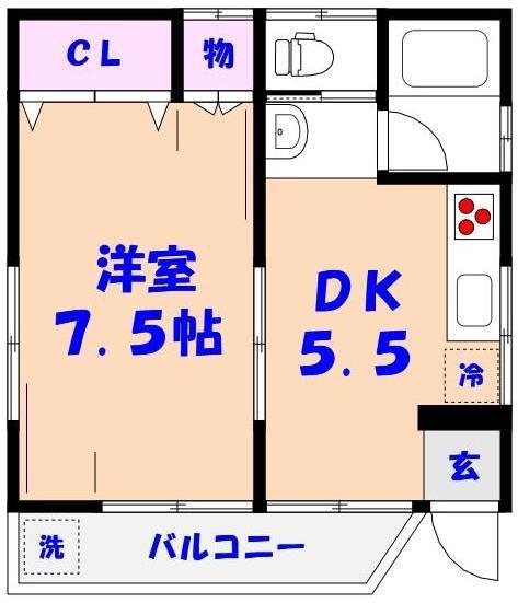 平田ハイツ(1DK/1階)の間取り写真