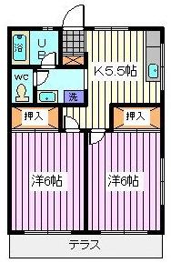 エスポアールハイツ(2DK/1階)の間取り写真