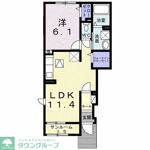 ファインハウス ハレ(1LDK/1階)の間取り写真