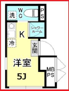 ヴィラ浅草(ワンルーム/1階)の間取り写真