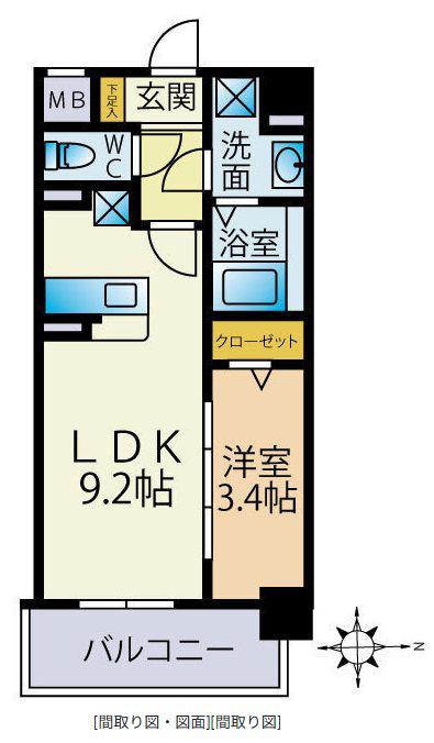 ウッドハーツ(1LDK/2階)の間取り写真