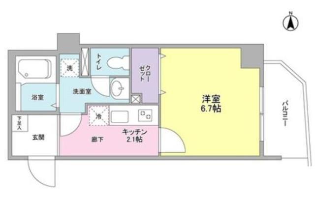 ロハス旗の台(1K/1階)の間取り写真