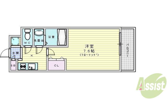 レジディア新大阪(1K/12階)の間取り写真