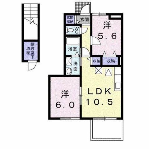 エストカルティエSHIMA(2LDK/1階)の間取り写真
