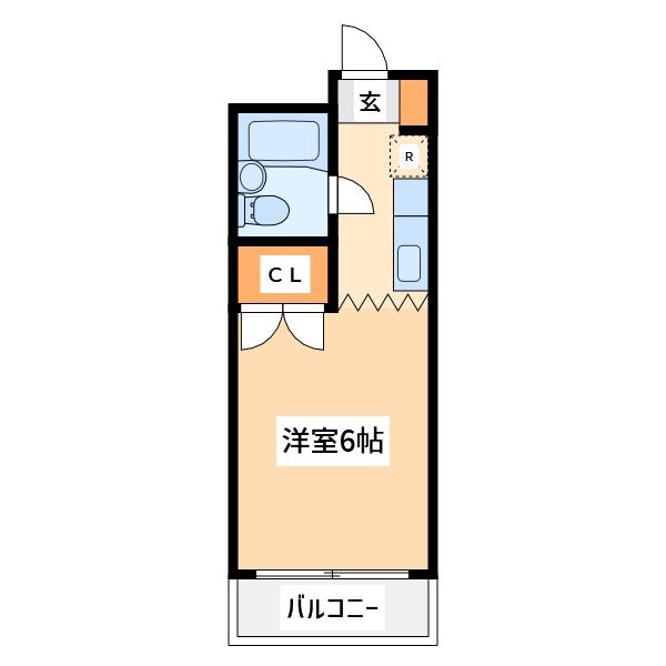 グランドール大南B(1K/1階)の間取り写真