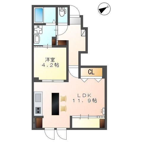 コーポ峯のハタ(1LDK/1階)の間取り写真