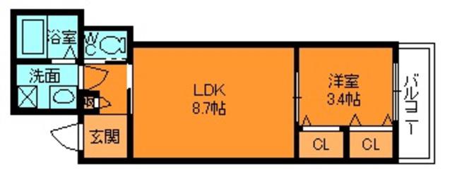 ジーメゾン大和郡山小泉(1LDK/1階)の間取り写真