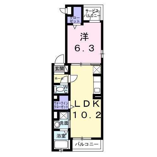 テラック中央林間(1LDK/3階)の間取り写真