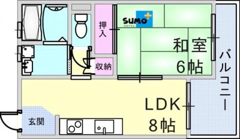 ウエルライフ王居殿(1LDK/1階)の間取り写真