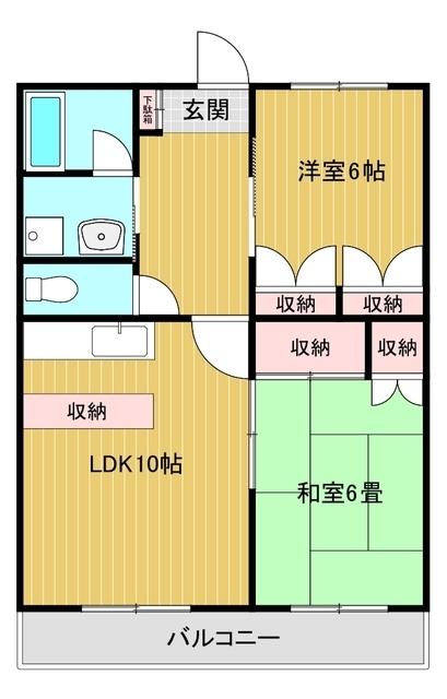 VESTA七日町(2LDK/1階)の間取り写真