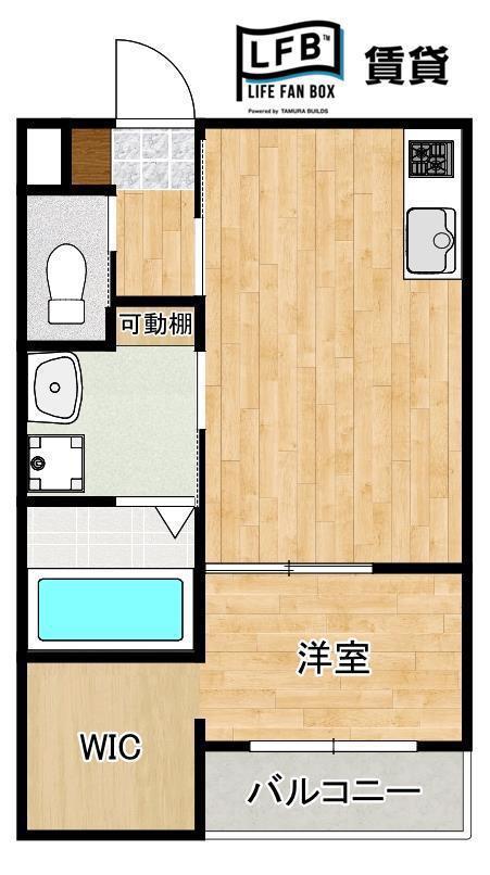 LFB APARTMENT鋳物師A(1DK/2階)の間取り写真