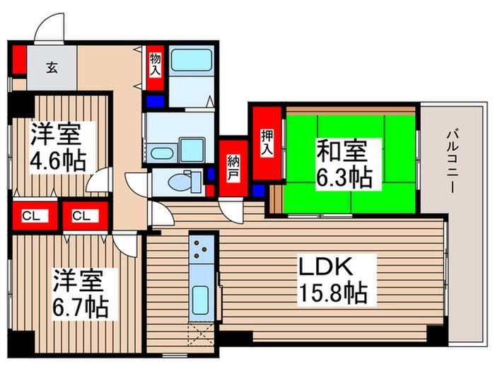 朝日センチュリーみずほ台E棟(3LDK/8階)の間取り写真