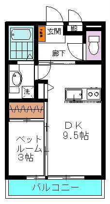 ムグンファV(1DK/1階)の間取り写真