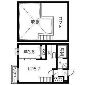 AMPIO日比野弐番館(1LDK/2階)の間取り写真