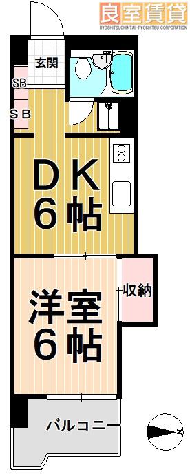 菱家ビル(1DK/4階)の間取り写真