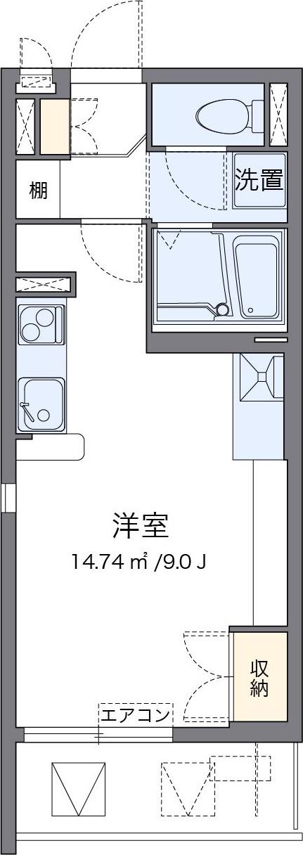 ミランダ山王(ワンルーム/2階)の間取り写真