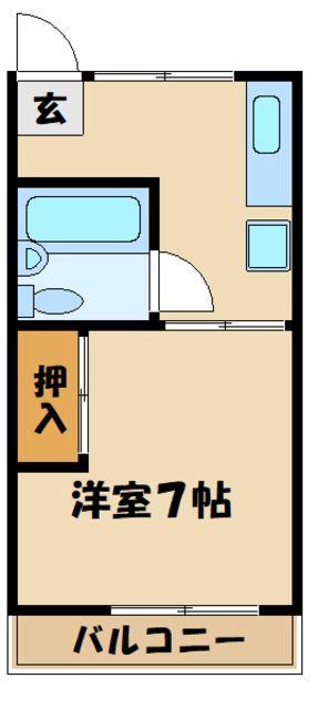 タウンハイツ(1K/3階)の間取り写真