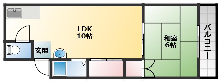 藤井寺第1サンハイツ(1LDK/3階)の間取り写真
