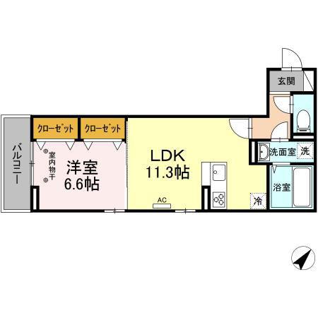 DーROOM DEARCOURT 八本松(1LDK/3階)の間取り写真