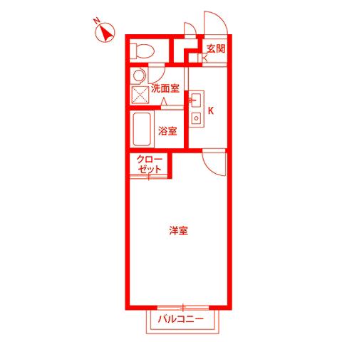 アンプルールクラージュ逗子A(1K/1階)の間取り写真