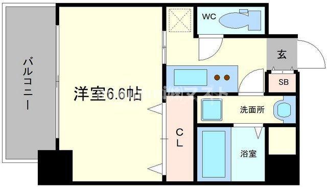 ラグゼ海老江II(1K/7階)の間取り写真