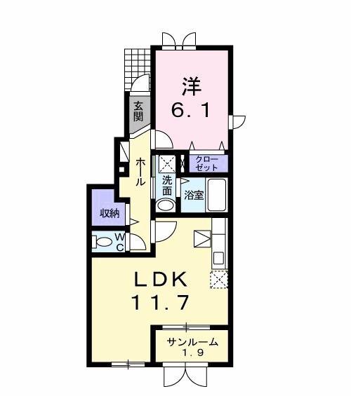 ラディアンス I(1LDK/1階)の間取り写真