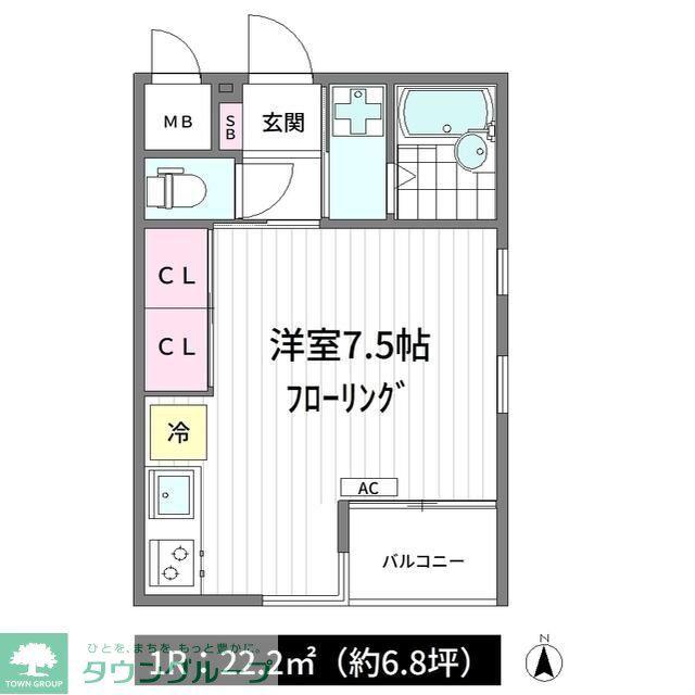 CLEF A棟(ワンルーム/1階)の間取り写真