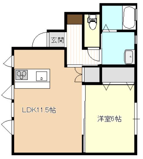 ビレッジフィガロ(1LDK/1階)の間取り写真