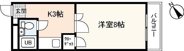 PETIT PAS可部(1K/2階)の間取り写真
