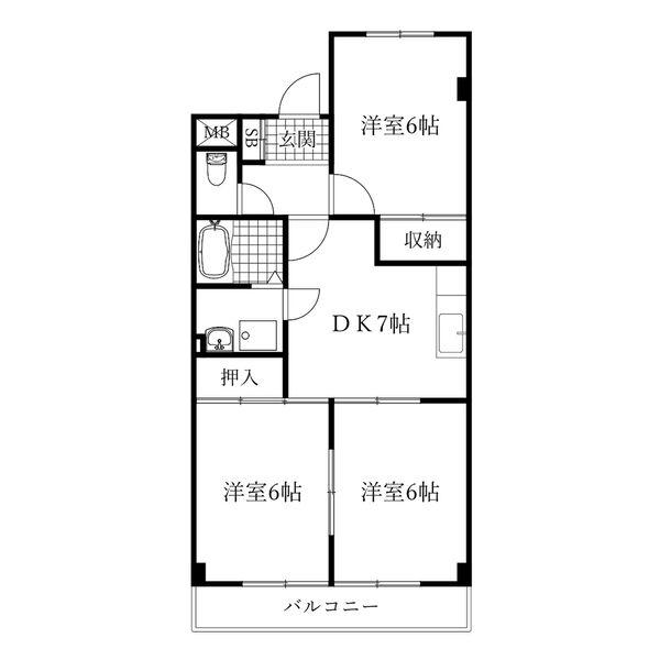 ハイツ須賀(3DK/1階)の間取り写真