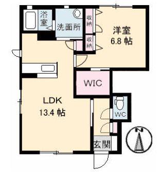 U.T.S.金栄 A棟(1LDK/2階)の間取り写真