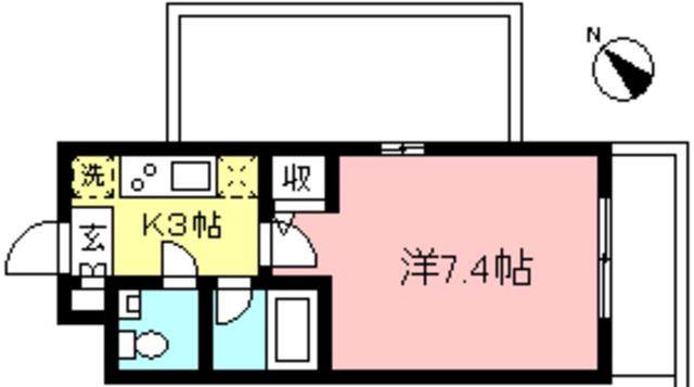 レフィナードシティ向ヶ丘(1K/4階)の間取り写真