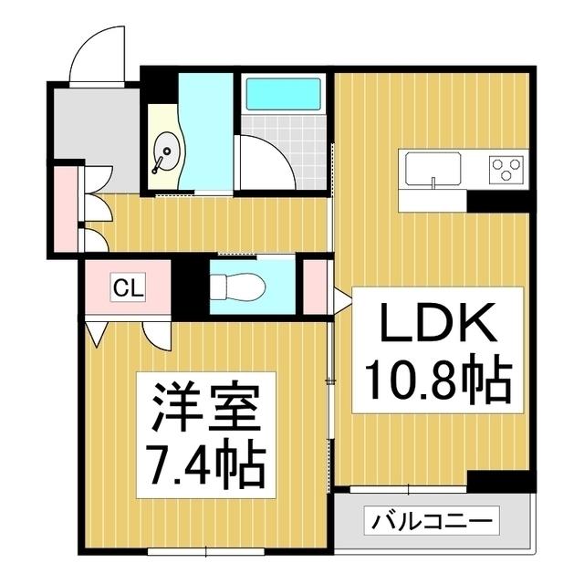 シャーメゾンステージ井川城(1LDK/3階)の間取り写真