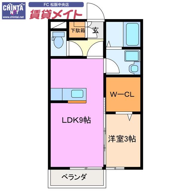 プランドールI A(1LDK/1階)の間取り写真