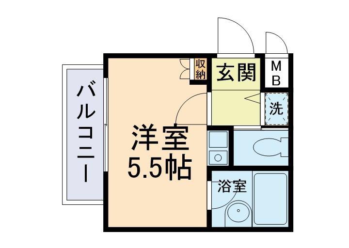 トーカン練兵町キャステール(ワンルーム/2階)の間取り写真