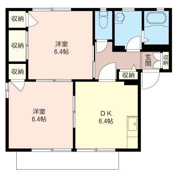 PURE HOUSE(2DK/1階)の間取り写真