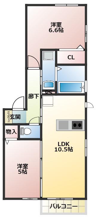 コーポさいとう(2LDK/1階)の間取り写真