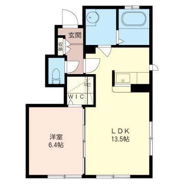 フォレステージュB(1LDK/1階)の間取り写真