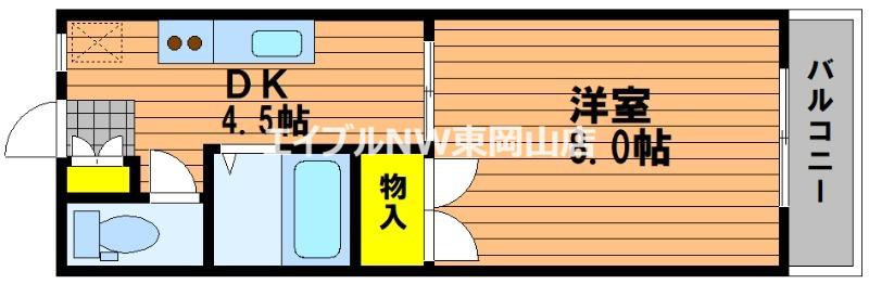 リバーサイドひらい(1DK/1階)の間取り写真