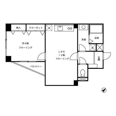 アムールユタカ(1LDK/2階)の間取り写真