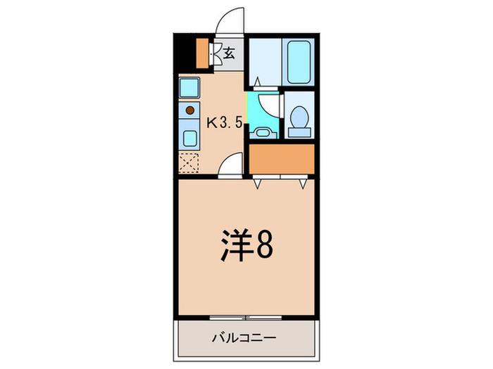 ジュネス宮崎台(1K/2階)の間取り写真