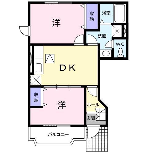 グランヴェール21E(2DK/1階)の間取り写真