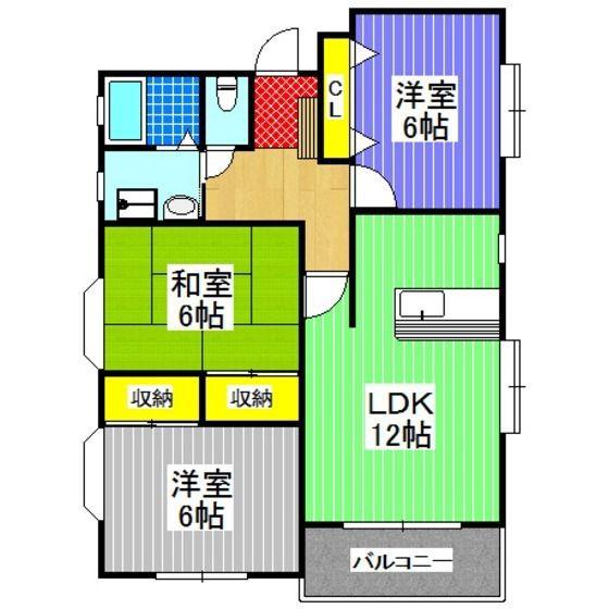 グリーンヒルズ野田(3LDK/2階)の間取り写真